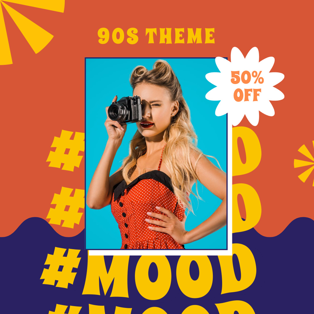 Female Fashion Clothes Sale with Pinup Woman Instagram Design Template