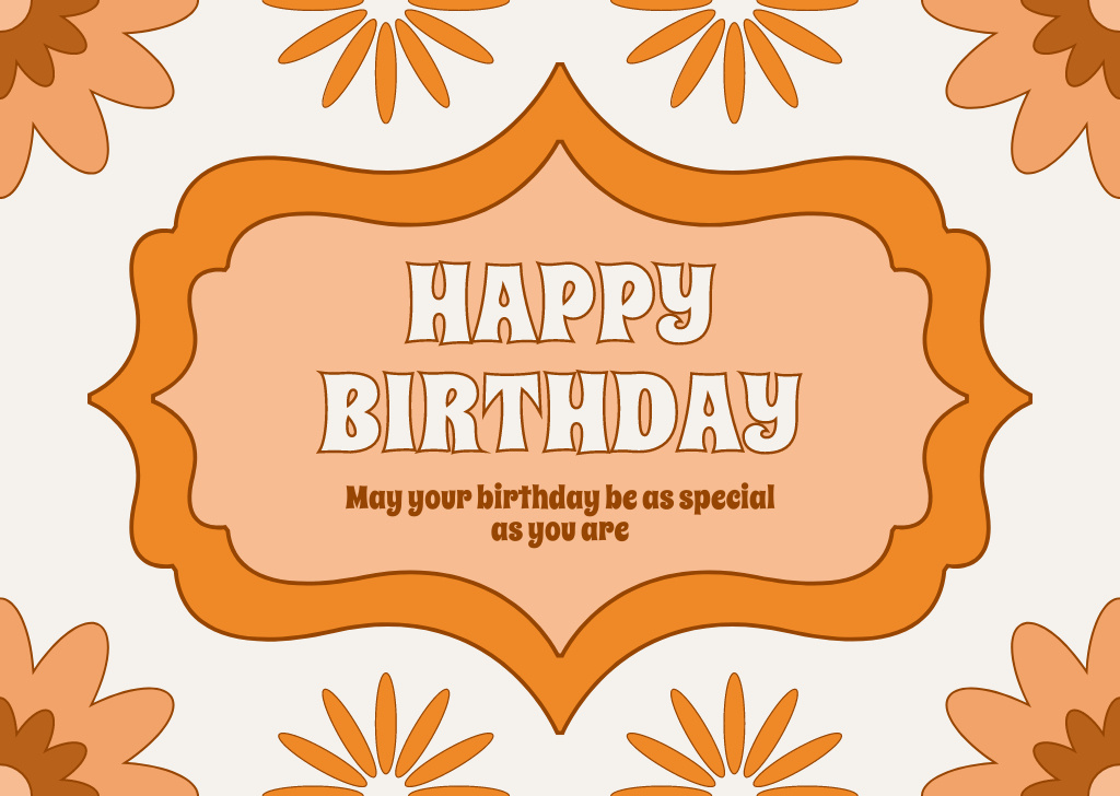 Festive Birthday Wishes in Orange Color Card – шаблон для дизайна