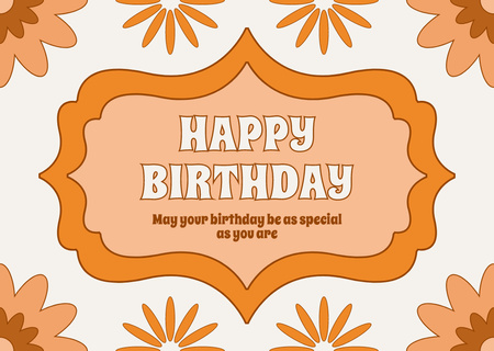 Festive Birthday Wishes in Orange Color Card Design Template