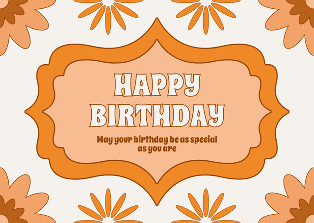 Festive Birthday Wishes in Orange Color Card Design Template