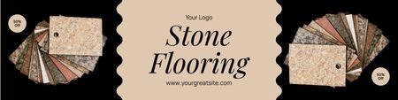 Template di design Annuncio di servizio per pavimenti in pietra con campioni in nero Twitter
