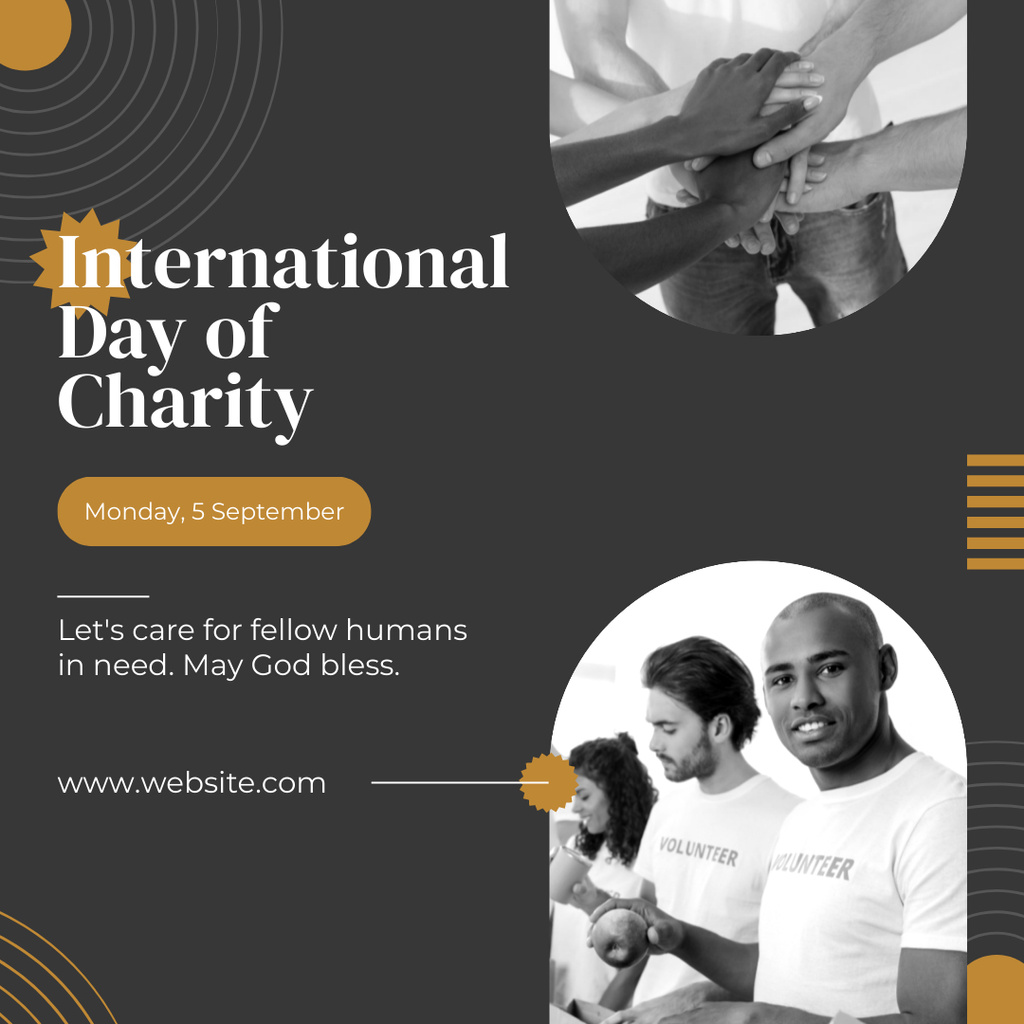 Congratulations on International Charity Day on Gray Instagram – шаблон для дизайна