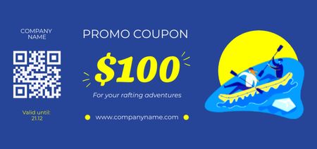 High-quality Kayaking And Rafting Equipment Promo Voucher Coupon Din Large Design Template