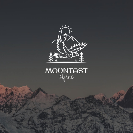 Travel Tour Offer with Snowy Mountains Logo Design Template