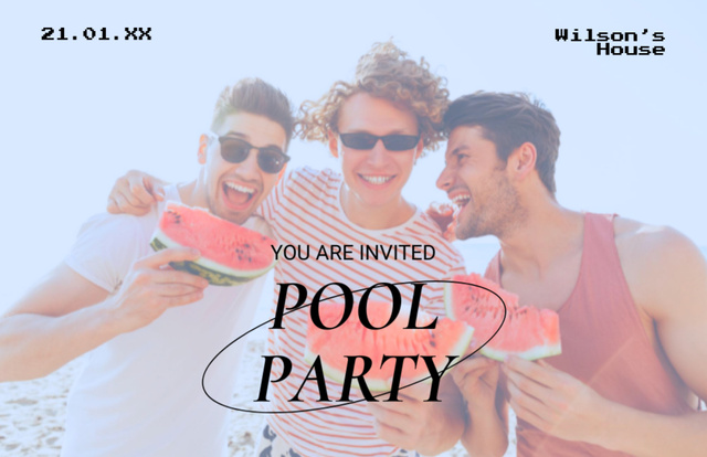 Pool Party Announcement with Friends Together Flyer 5.5x8.5in Horizontal Modelo de Design