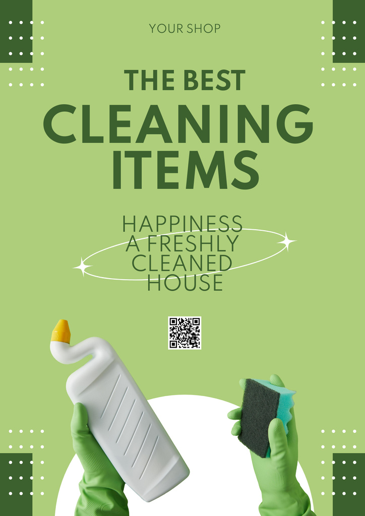 Platilla de diseño Best Cleaning Items Offer Green Poster