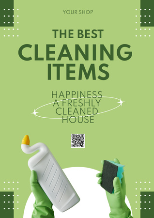 Best Cleaning Items Offer Green Poster Design Template
