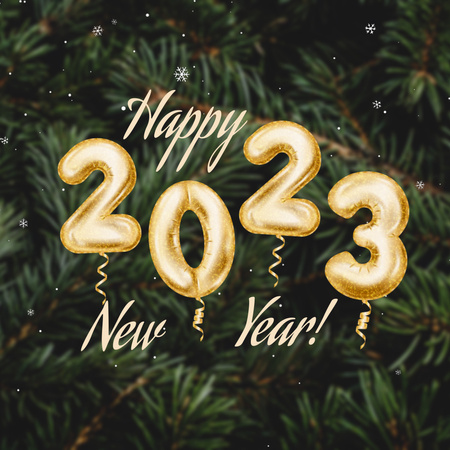 New Year Greeting with Shining Glitter Numbers Animated Post Design Template