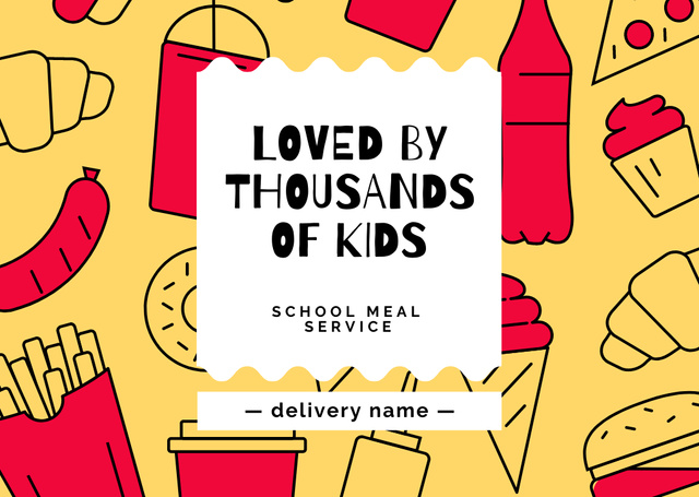 School Food Ad with French Fries Flyer A6 Horizontal Modelo de Design