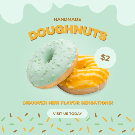 Ontwerpsjabloon van Instagram van Promo of Handmade Donuts