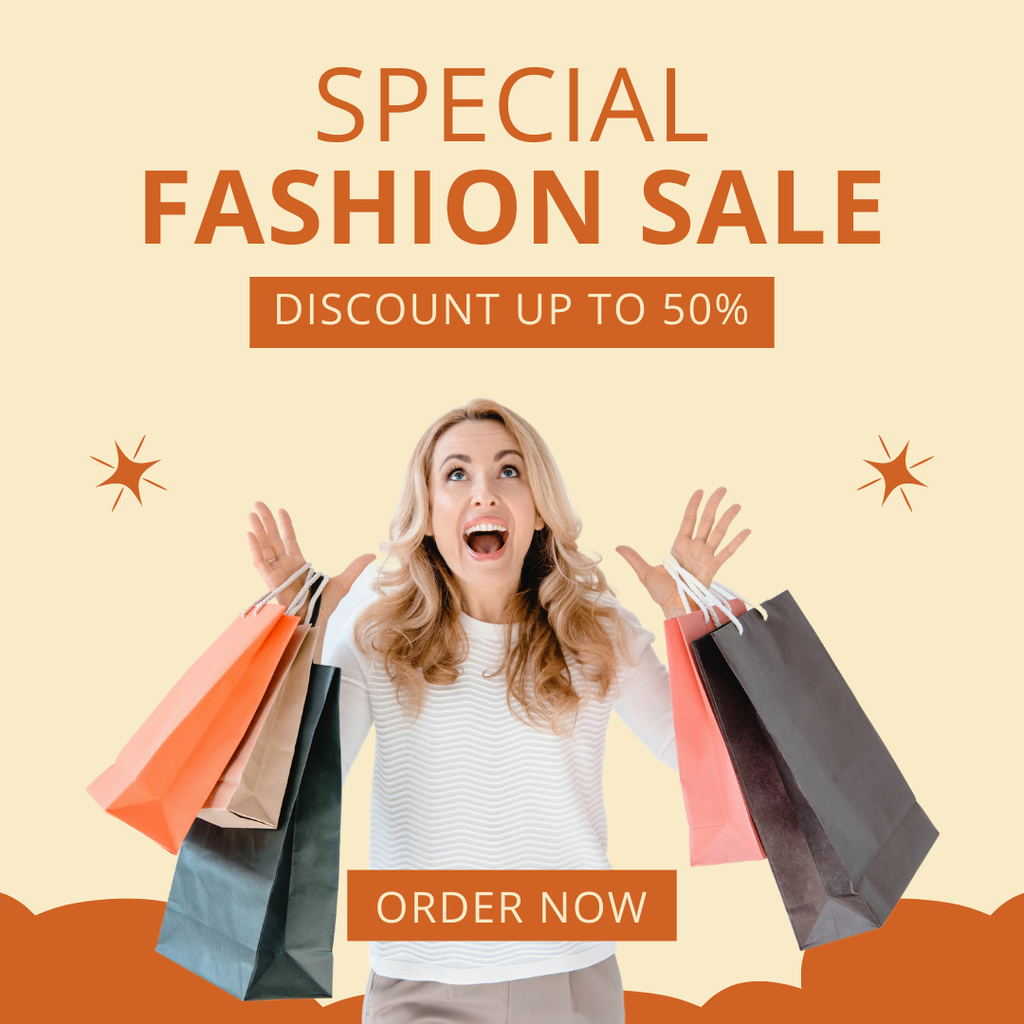 Designvorlage Special Fashion Shopping Proposition At Half Price für Instagram