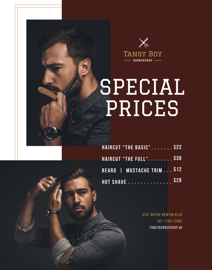 Special Prices in Barbershop Poster 22x28in Design Template