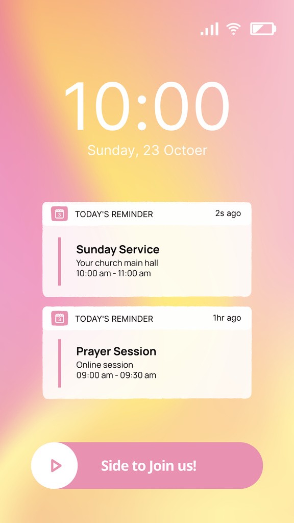 Designvorlage Sunday Service Reminder on Screen für Instagram Story