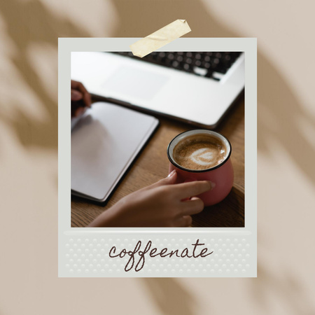 Coffee on Table with Laptop Instagram Modelo de Design