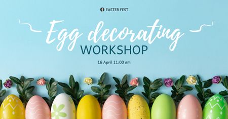 Easter Egg Decorating Workshop Facebook AD Modelo de Design