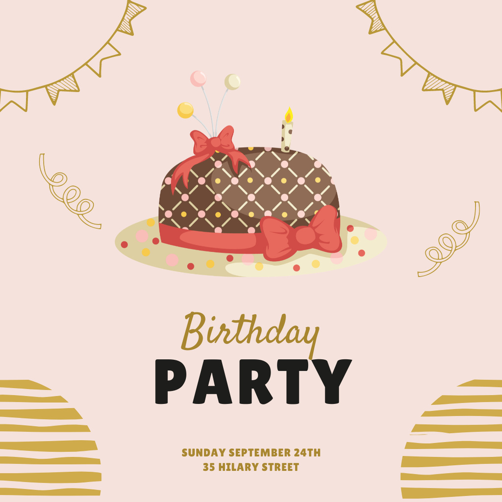 Birthday Party Announcement with Festive Hat Instagram Design Template