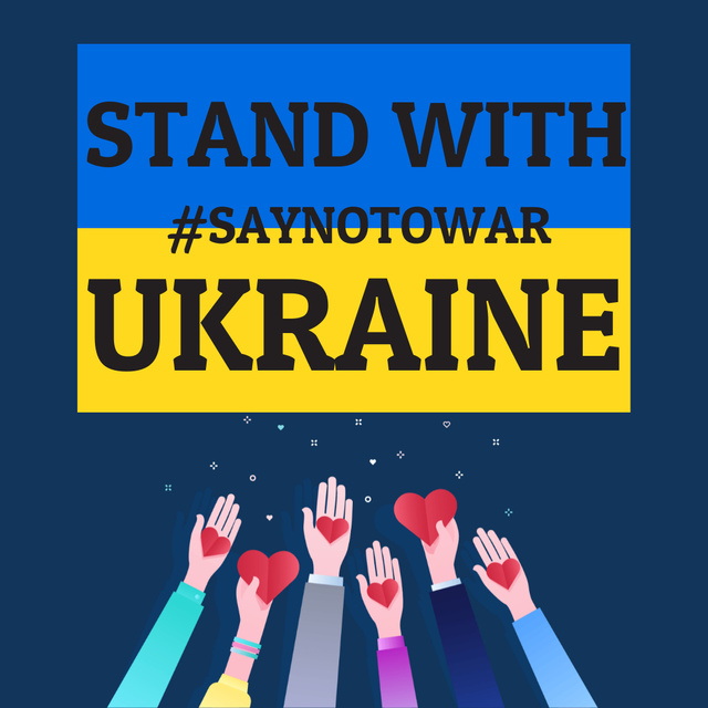 Stand With Ukraine with Hearts Instagram Tasarım Şablonu