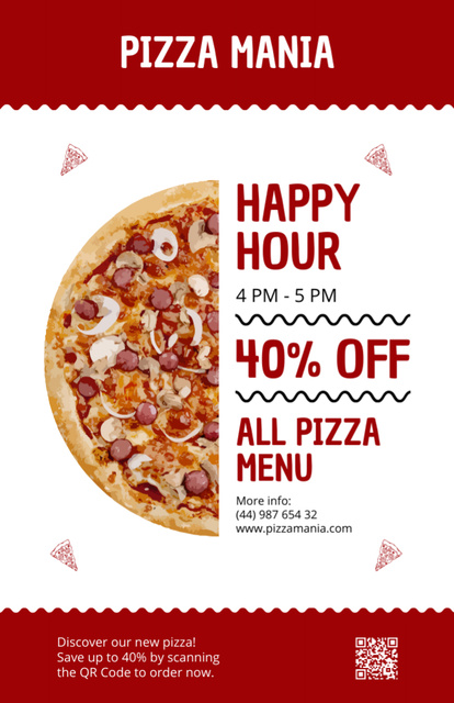 Offer Discounts on All Pizza Menu Recipe Card Design Template