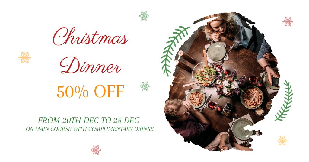 Modèle de visuel Christmas Dinner Offer - Facebook AD
