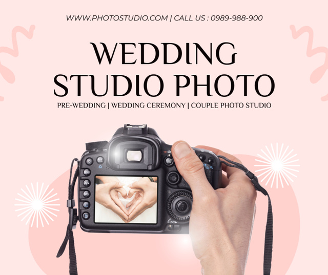 Ontwerpsjabloon van Facebook van Wedding Photography Studio Offer