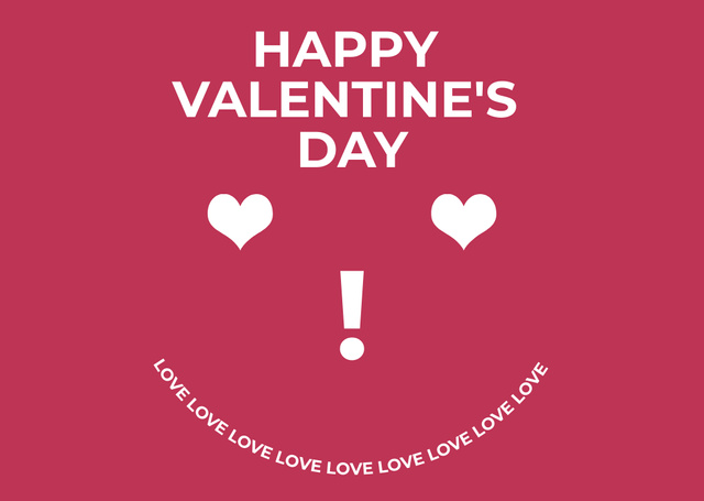 Designvorlage Romantic Happy Valentine's Day With Words Of Love in Pink für Card