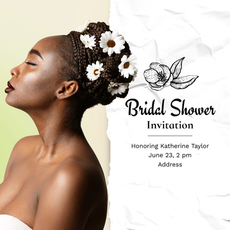 Modèle de visuel Annonce de célébration de douche nuptiale avec des fleurs - Animated Post