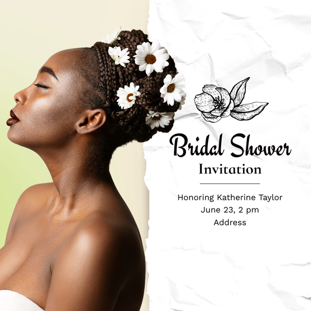 Bridal Shower Celebration Announcement With Flowers Animated Post Šablona návrhu