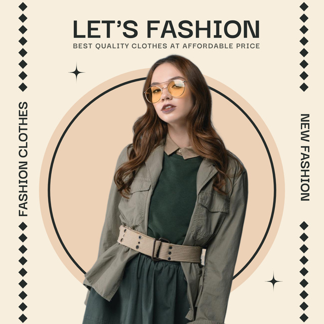 Young Lady in Grey Jacket for New Fashion Arrival Ad Instagram Tasarım Şablonu