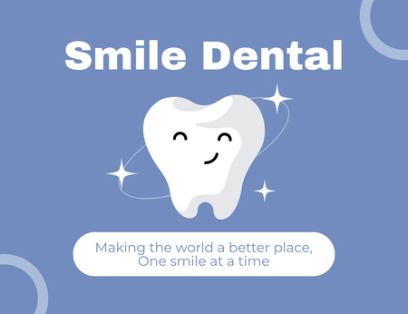 Dental Services Ad with Cute Healthy Tooth Thank You Card 5.5x4in Horizontal Design Template