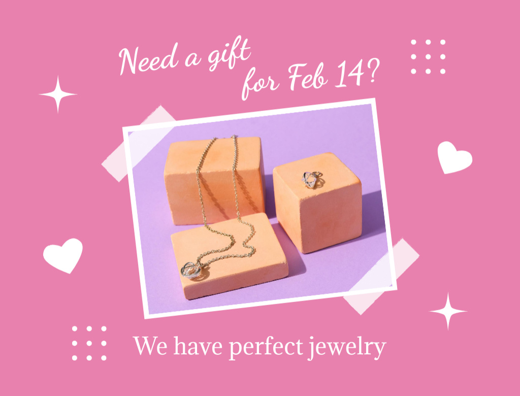 Precious Jewelry For Valentine's Day As Present Postcard 4.2x5.5in – шаблон для дизайна
