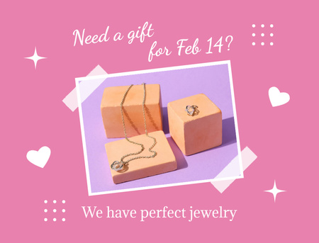 Ontwerpsjabloon van Postcard 4.2x5.5in van Kostbare sieraden voor Valentijnsdag als cadeau