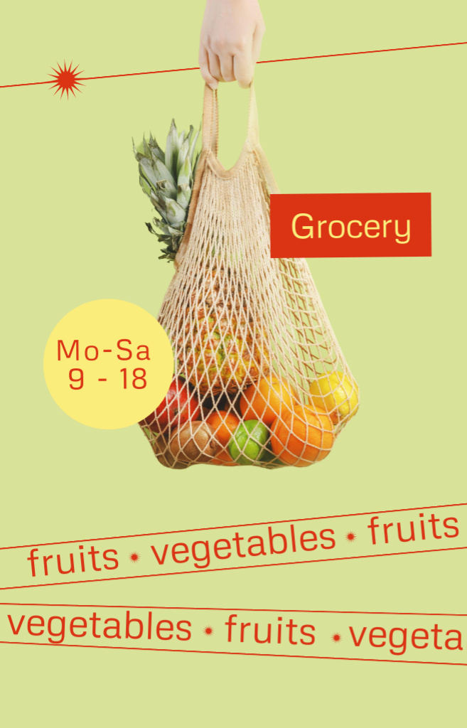 Grocery Store Ad with Fruits in Eco Bag IGTV Cover Πρότυπο σχεδίασης
