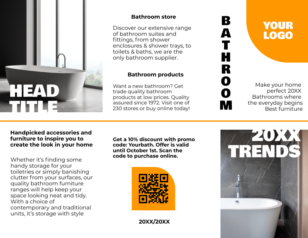 Modern Bathroom Accessories And Products With Description Offer Brochure 8.5x11in Z-fold Šablona návrhu