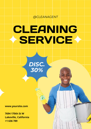 Platilla de diseño Cleaning Service Ads with Man in Uniform Poster