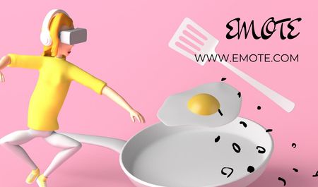 Woman cooking in Virtual Reality Glasses Business card Design Template