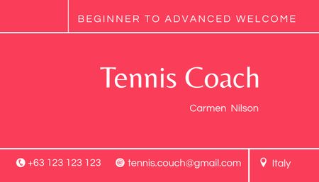 Template di design Offerta di servizio di allenatore di tennis Business Card US