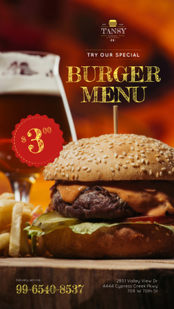 Platilla de diseño Fast Food Offer with Appetizing Burger Instagram Story