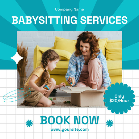 Advertisement for Babysitting Service Instagram Design Template