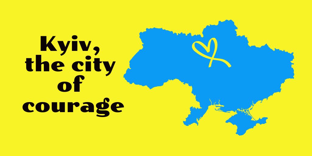 Template di design Awareness about War in Ukraine With Map And Quote About Kyiv Twitter