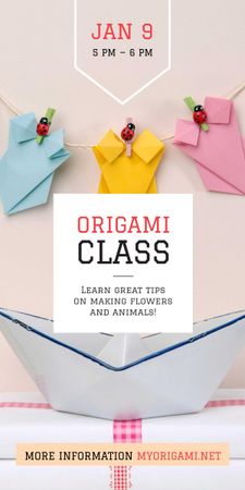 Origami Classes Invitation Paper Garland Graphic Design Template