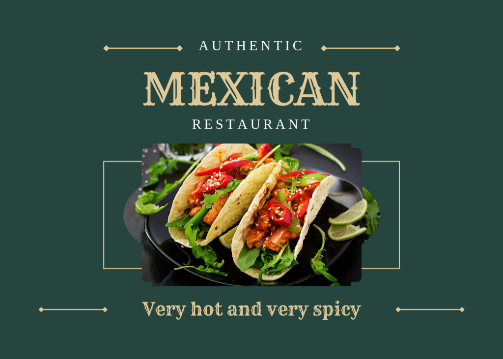 Szablon projektu Authentic Mexican Restaurant Promotion With Dish Flyer 5x7in Horizontal