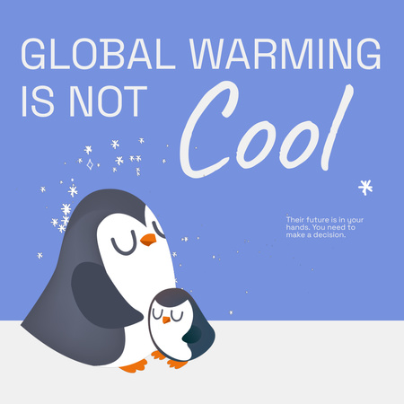 Designvorlage Bewusstsein für das Problem der globalen Erwärmung mit Pinguinen für Animated Post