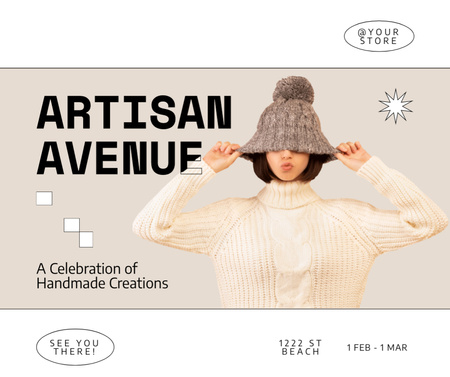 Handmade Creations Offer With Knitted Wear Facebook Design Template