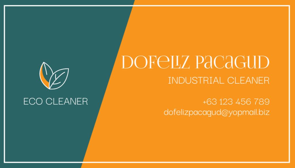 Designvorlage Introductory Card of Industrial Eco Cleaner für Business Card US