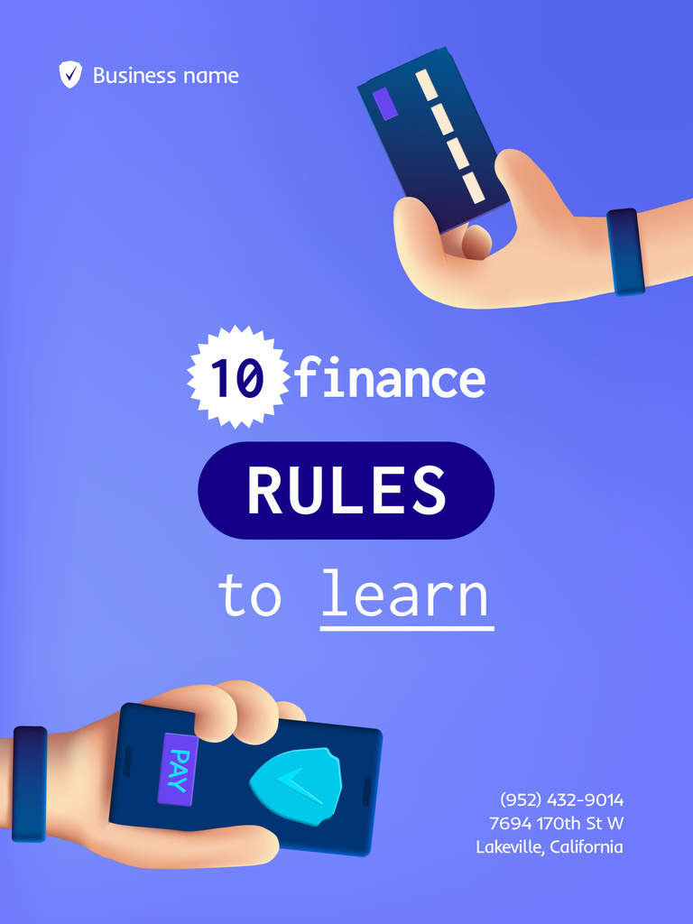 Finance Rules Ad with Banking Application Poster US Design Template