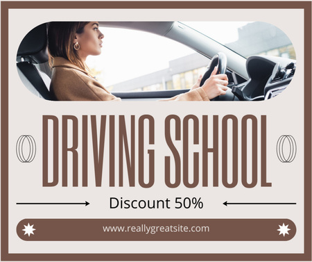 Essential Driving Lessons At School With Discounts Facebook Design Template