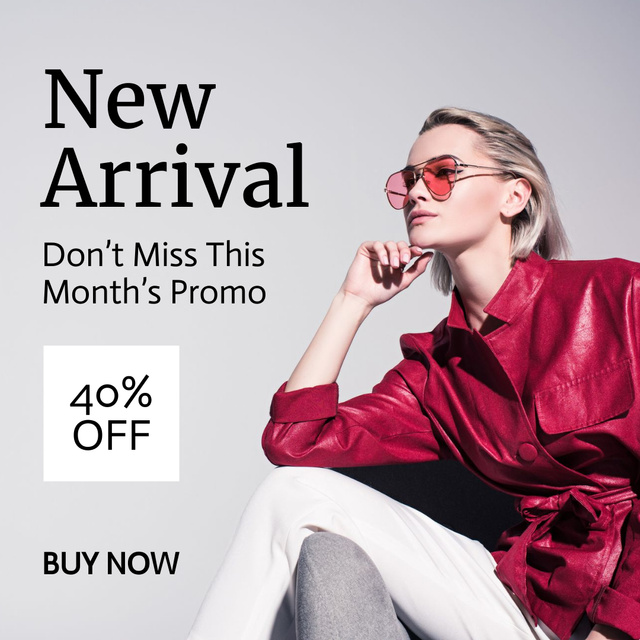 Template di design Discount Offer with Stylish Woman in Sunglasses Instagram