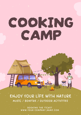 Outdoor Cooking Camp Announcement Poster tervezősablon