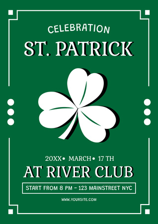 St. Patrick's Day Party Invitation in Green Poster Design Template