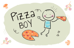 Pizza Promo with Cute Cartoon Boy